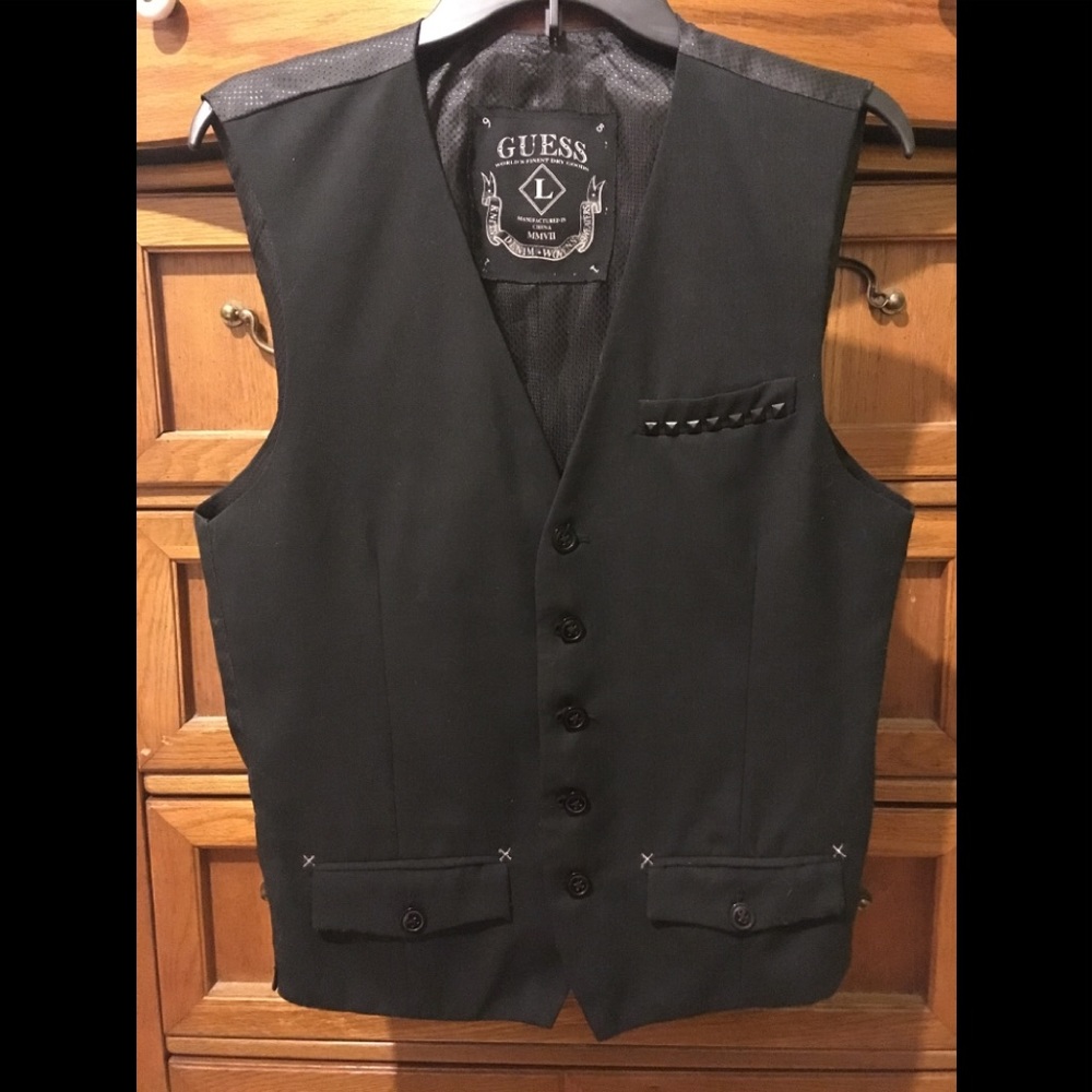 Guess black vest with studded pocket